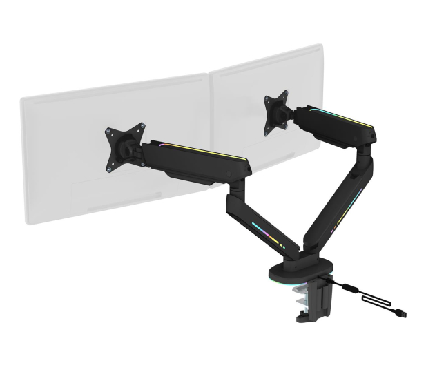Deltaco Podwójny uchwyt GAM-135 RGB - Czarny - 1115376 - zdjęcie 2